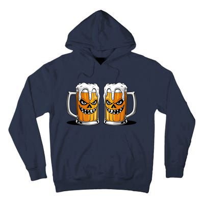 Funny Halloween Beer Lover Scary Pumpkin Face Design Tall Hoodie