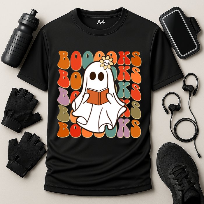 Funny Halloween Booooks Cute Book Lover Ghost Cooling Performance Crew T-Shirt