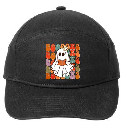 Funny Halloween Booooks Cute Book Lover Ghost 7-Panel Snapback Hat