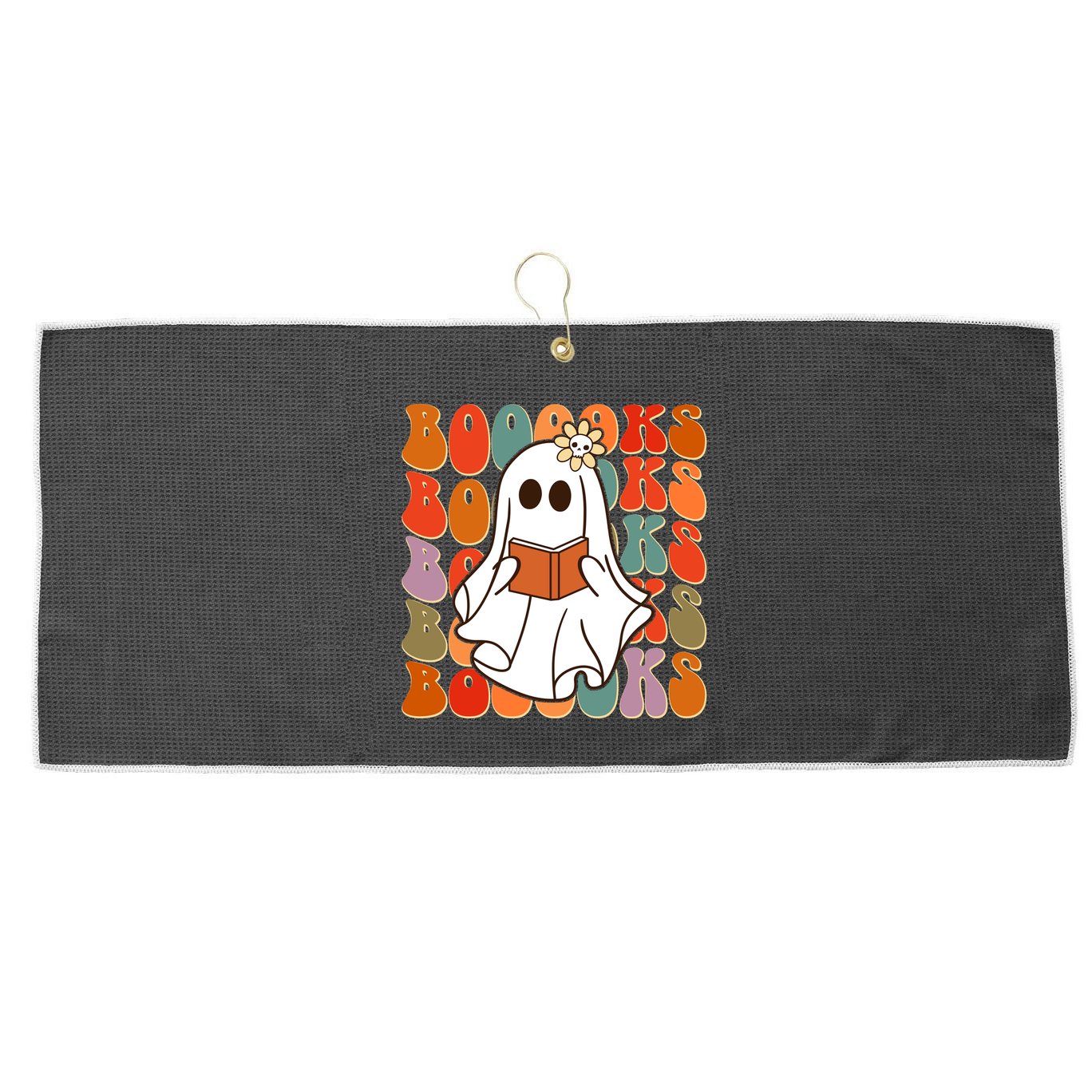Funny Halloween Booooks Cute Book Lover Ghost Large Microfiber Waffle Golf Towel