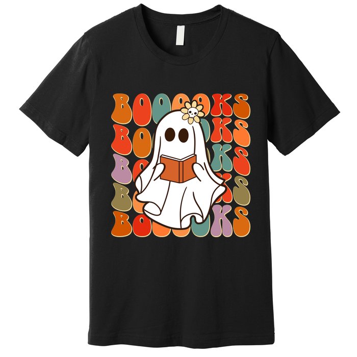 Funny Halloween Booooks Cute Book Lover Ghost Premium T-Shirt