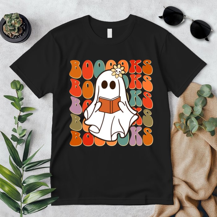 Funny Halloween Booooks Cute Book Lover Ghost Premium T-Shirt