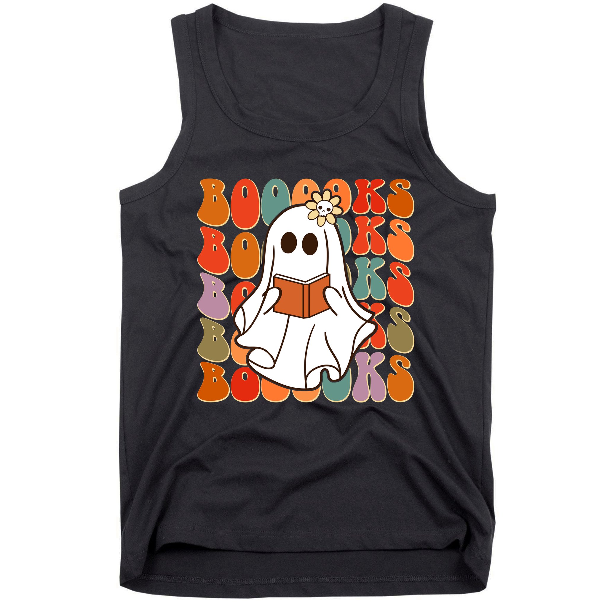 Funny Halloween Booooks Cute Book Lover Ghost Tank Top