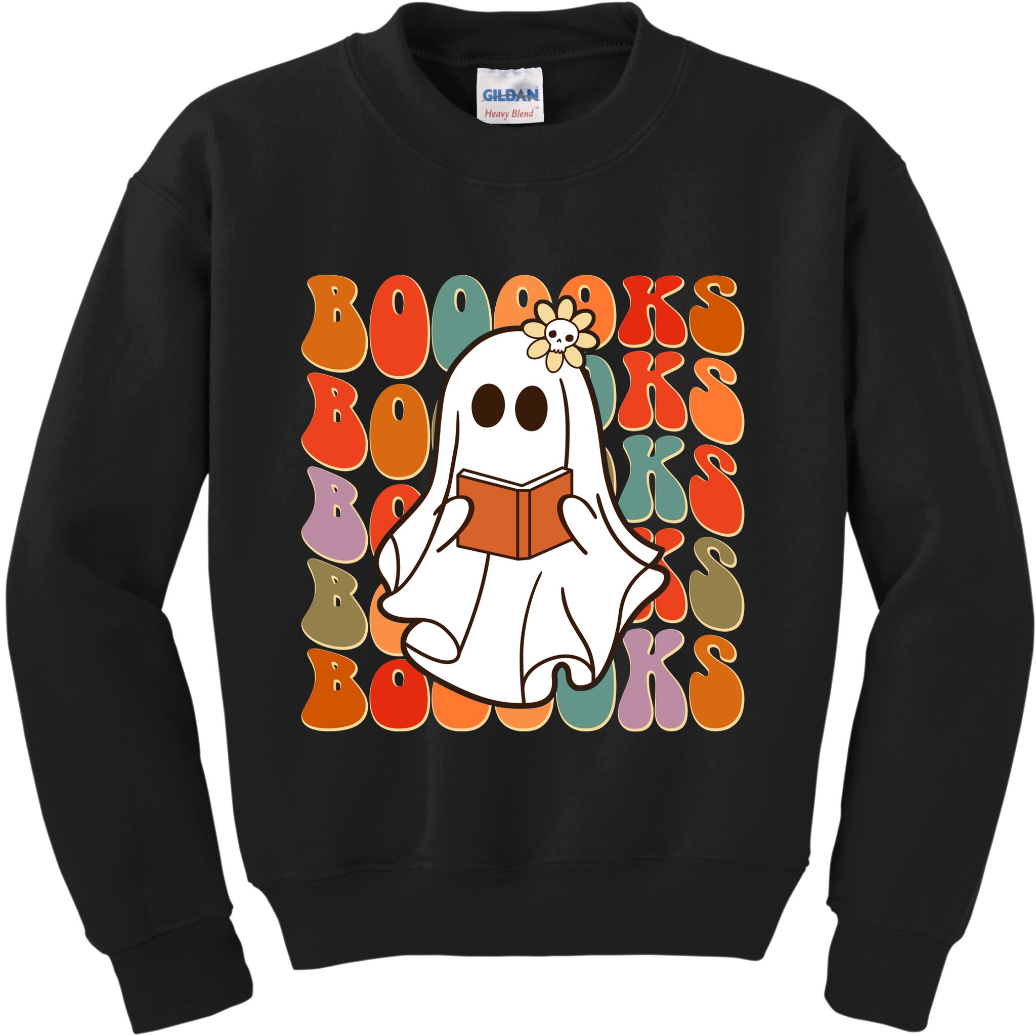 Funny Halloween Booooks Cute Book Lover Ghost Kids Sweatshirt