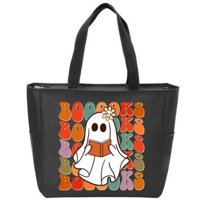 Funny Halloween Booooks Cute Book Lover Ghost Zip Tote Bag