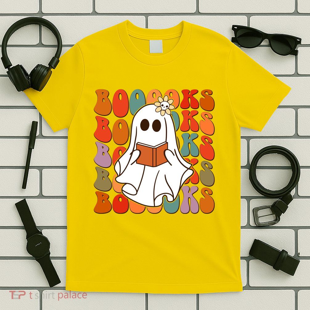 Funny Halloween Booooks Cute Book Lover Ghost T-Shirt