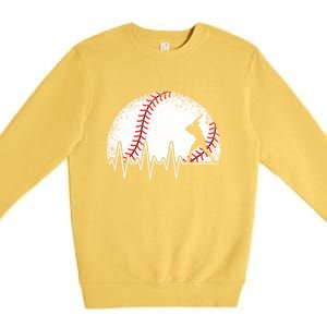 Funny Heartbeat Baseball Player Gift Premium Crewneck Sweatshirt