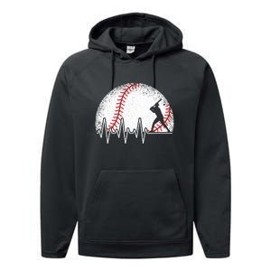 Funny Heartbeat Baseball Player Gift Performance Fleece Hoodie