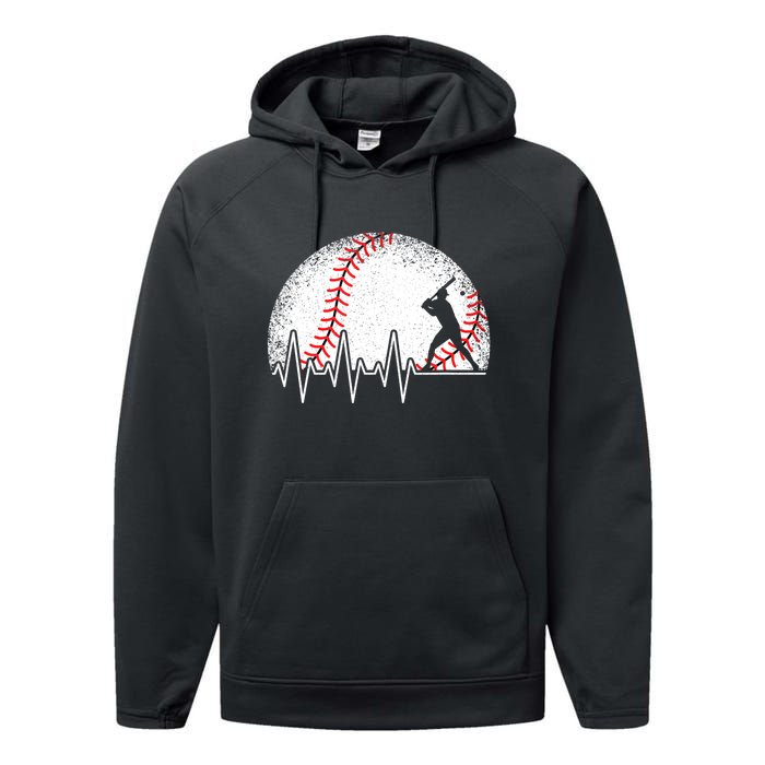 Funny Heartbeat Baseball Player Gift Performance Fleece Hoodie