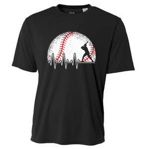 Funny Heartbeat Baseball Player Gift Cooling Performance Crew T-Shirt