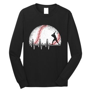 Funny Heartbeat Baseball Player Gift Long Sleeve Shirt