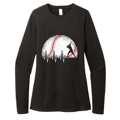 Funny Heartbeat Baseball Player Gift Womens CVC Long Sleeve Shirt