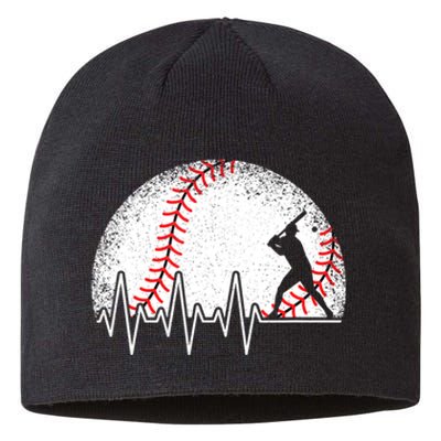 Funny Heartbeat Baseball Player Gift Sustainable Beanie