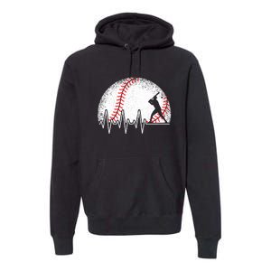 Funny Heartbeat Baseball Player Gift Premium Hoodie