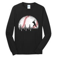 Funny Heartbeat Baseball Player Gift Tall Long Sleeve T-Shirt