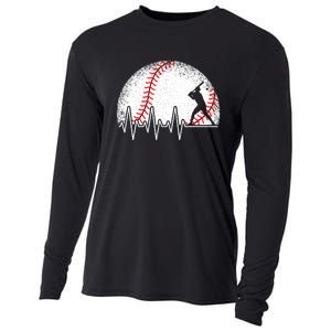 Funny Heartbeat Baseball Player Gift Cooling Performance Long Sleeve Crew