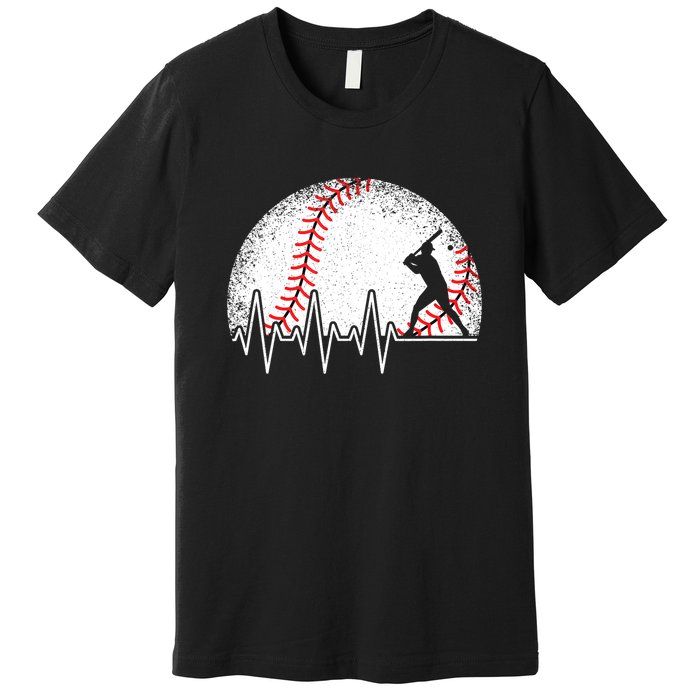 Funny Heartbeat Baseball Player Gift Premium T-Shirt