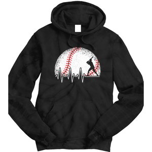 Funny Heartbeat Baseball Player Gift Tie Dye Hoodie