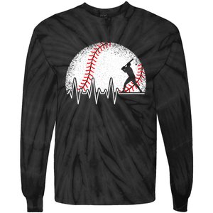 Funny Heartbeat Baseball Player Gift Tie-Dye Long Sleeve Shirt