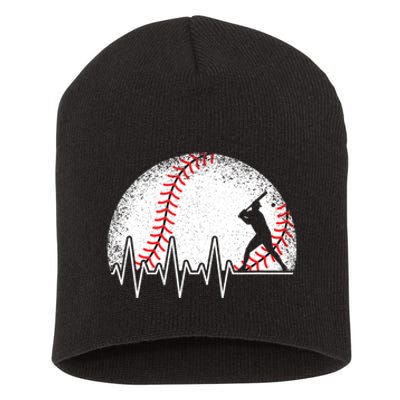 Funny Heartbeat Baseball Player Gift Short Acrylic Beanie