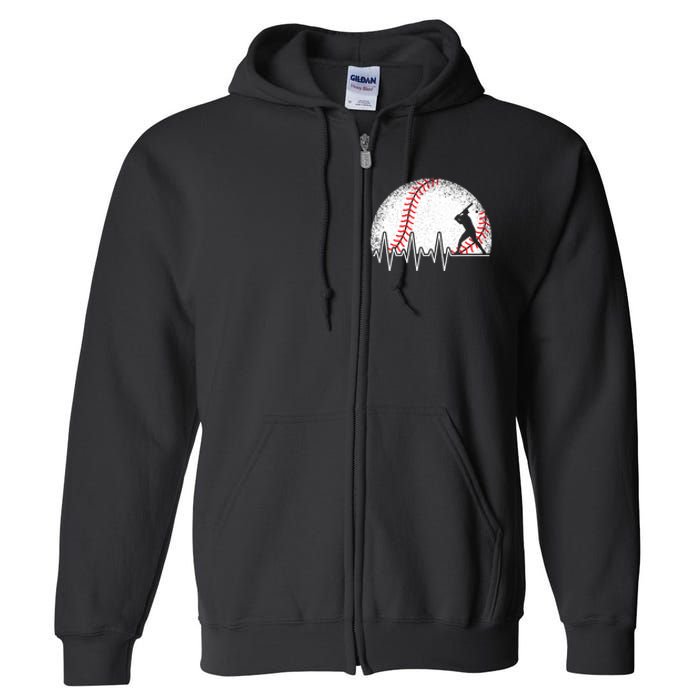 Funny Heartbeat Baseball Player Gift Full Zip Hoodie