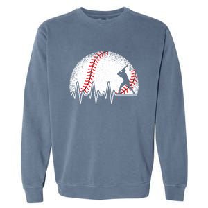 Funny Heartbeat Baseball Player Gift Garment-Dyed Sweatshirt