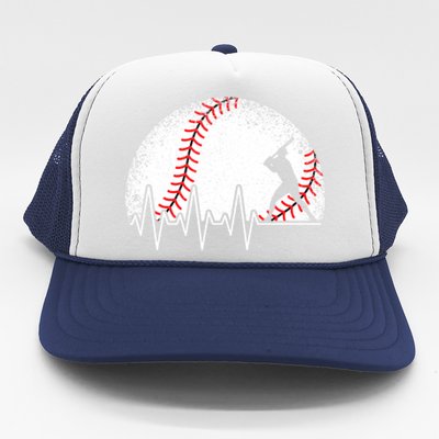 Funny Heartbeat Baseball Player Gift Trucker Hat