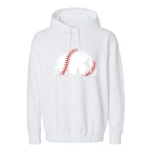 Funny Heartbeat Baseball Player Gift Garment-Dyed Fleece Hoodie