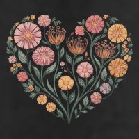Flowers Heart Boho Wildflowers 7 Panel Mesh Trucker Snapback Hat