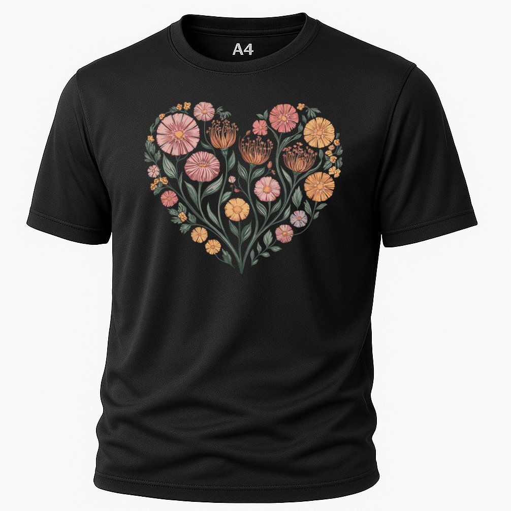 Flowers Heart Boho Wildflowers Cooling Performance Crew T-Shirt