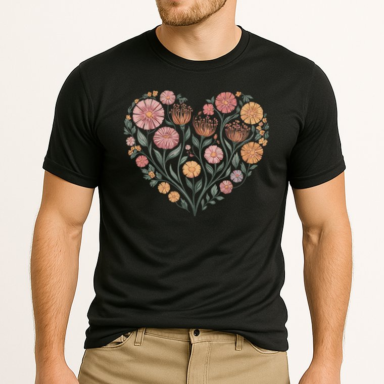 Flowers Heart Boho Wildflowers Cooling Performance Crew T-Shirt