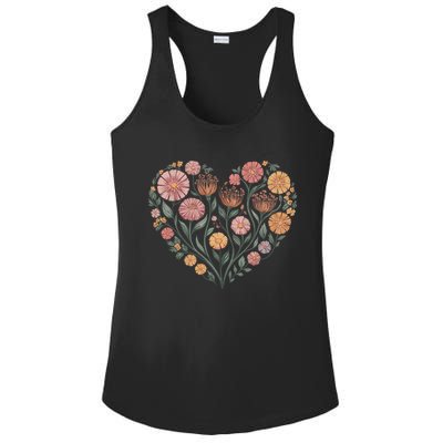 Flowers Heart Boho Wildflowers Ladies PosiCharge Competitor Racerback Tank