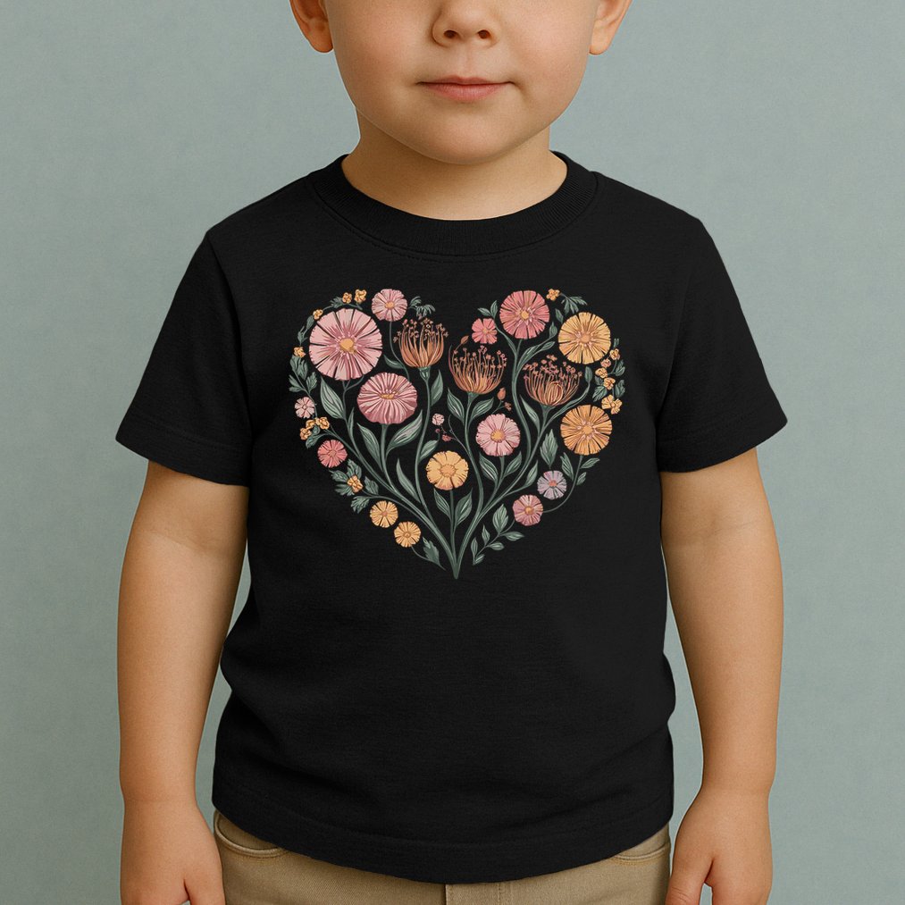 Flowers Heart Boho Wildflowers Toddler T-Shirt