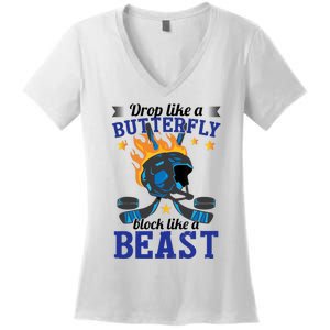 Funny Hockey Boy Ice Hockey Women's V-Neck T-Shirt