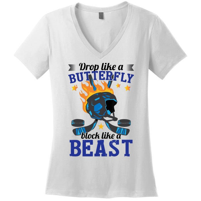 Funny Hockey Boy Ice Hockey Women's V-Neck T-Shirt