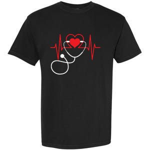 Funny Heart Beats Nurse Nursing Medical Garment-Dyed Heavyweight T-Shirt