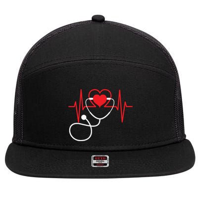 Funny Heart Beats Nurse Nursing Medical 7 Panel Mesh Trucker Snapback Hat