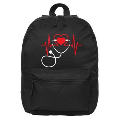 Funny Heart Beats Nurse Nursing Medical 16 in Basic Backpack