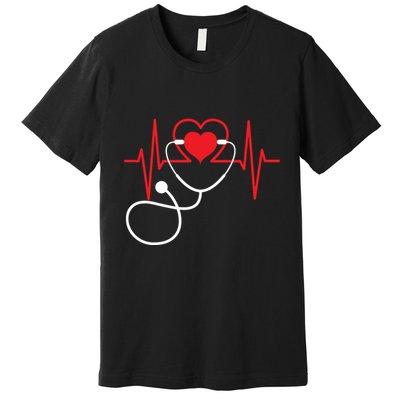Funny Heart Beats Nurse Nursing Medical Premium T-Shirt