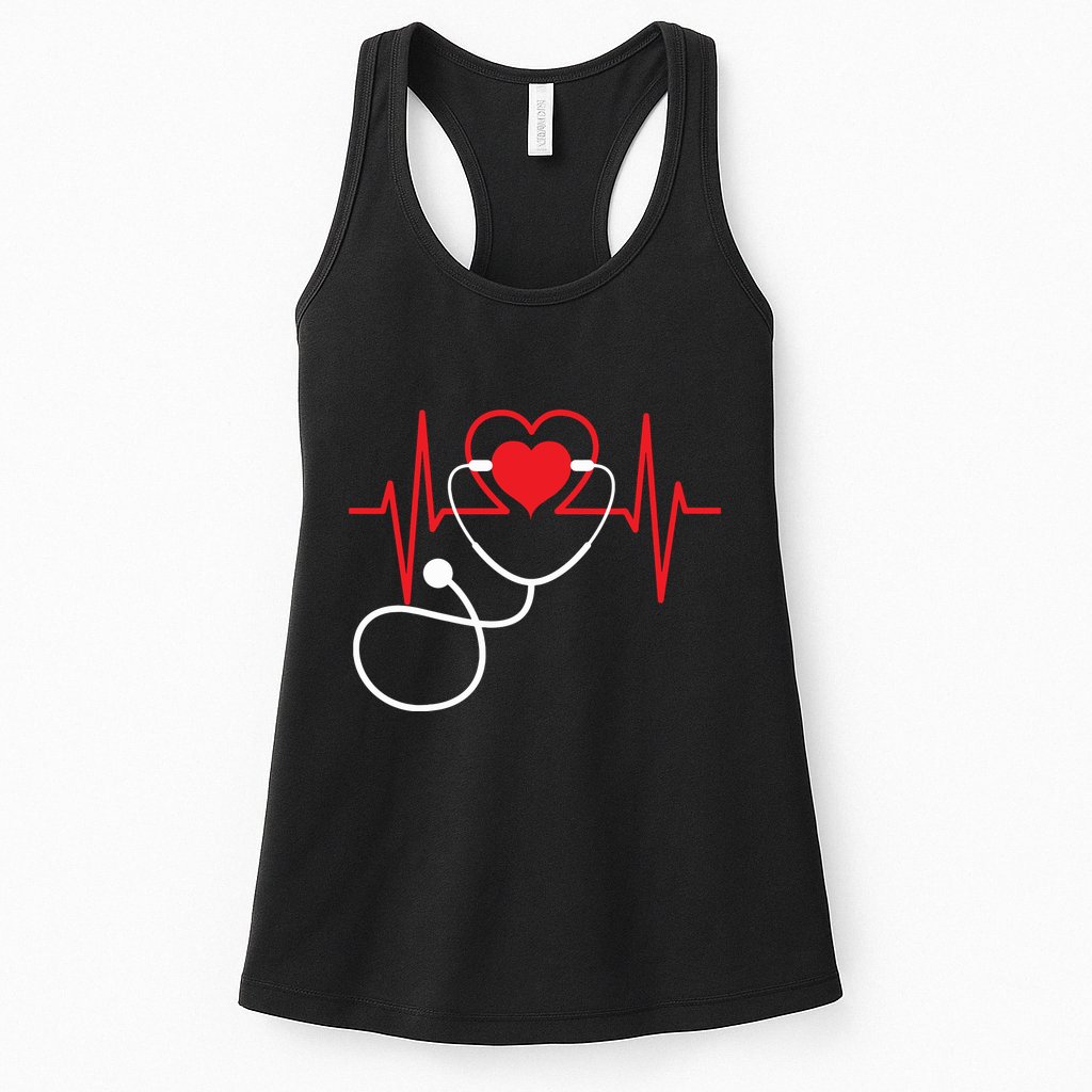 Funny Heart Beats Nurse Nursing Medical Womens Tank Top