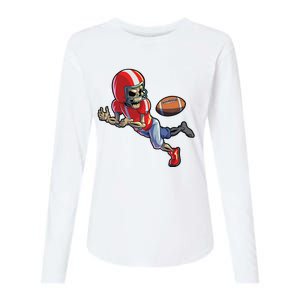 Football Halloween Boy Skeleton Halloween Womens Cotton Relaxed Long Sleeve T-Shirt