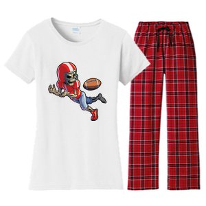 Football Halloween Boy Skeleton Halloween Women's Flannel Pajama Set