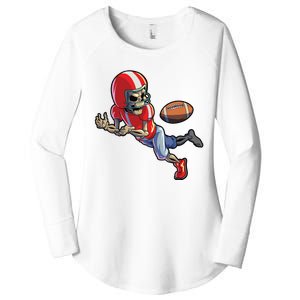 Football Halloween Boy Skeleton Halloween Women's Perfect Tri Tunic Long Sleeve Shirt