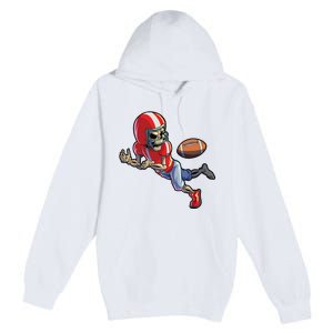 Football Halloween Boy Skeleton Halloween Premium Pullover Hoodie