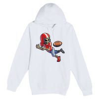 Football Halloween Boy Skeleton Halloween Premium Pullover Hoodie