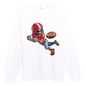 Football Halloween Boy Skeleton Halloween Premium Crewneck Sweatshirt