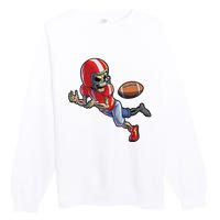 Football Halloween Boy Skeleton Halloween Premium Crewneck Sweatshirt