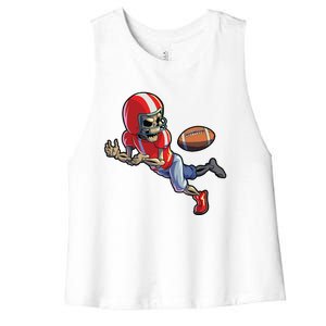 Football Halloween Boy Skeleton Halloween Women's Racerback Cropped Tank