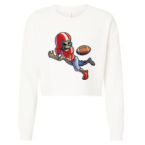 Football Halloween Boy Skeleton Halloween Cropped Pullover Crew