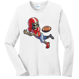 Football Halloween Boy Skeleton Halloween Ladies Long Sleeve Shirt